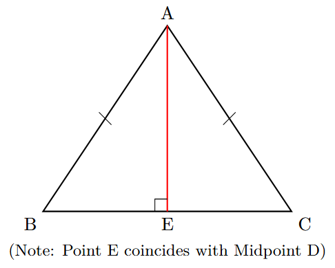 Isosceles triangle ABC with altitude AE