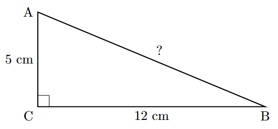 Rough sketch of a right-angled triangle ABC with right angle at C