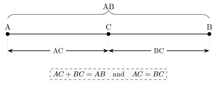 Line segment AB with point C between A and B