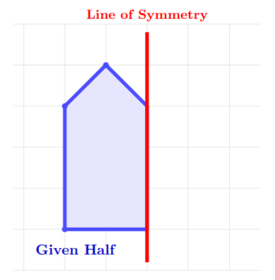 Half shape and line of symmetry given