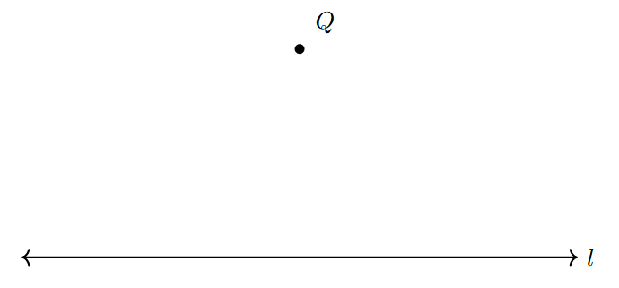 Drawing line l and point Q outside