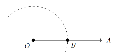 Drawing arc from O intersecting ray OA