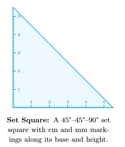 A 45-45-90 degree set square
