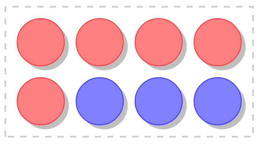 Group of circles, some red, some blue
