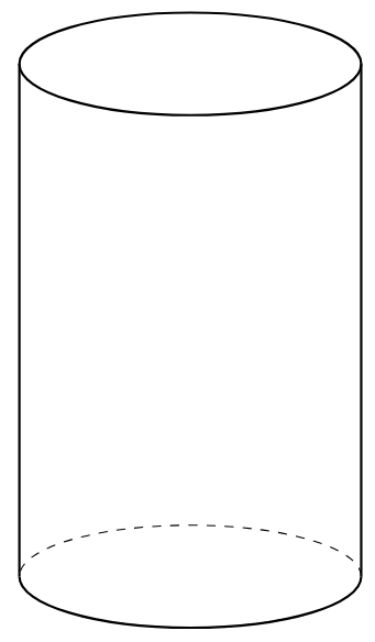 A cylinder with two circular bases.